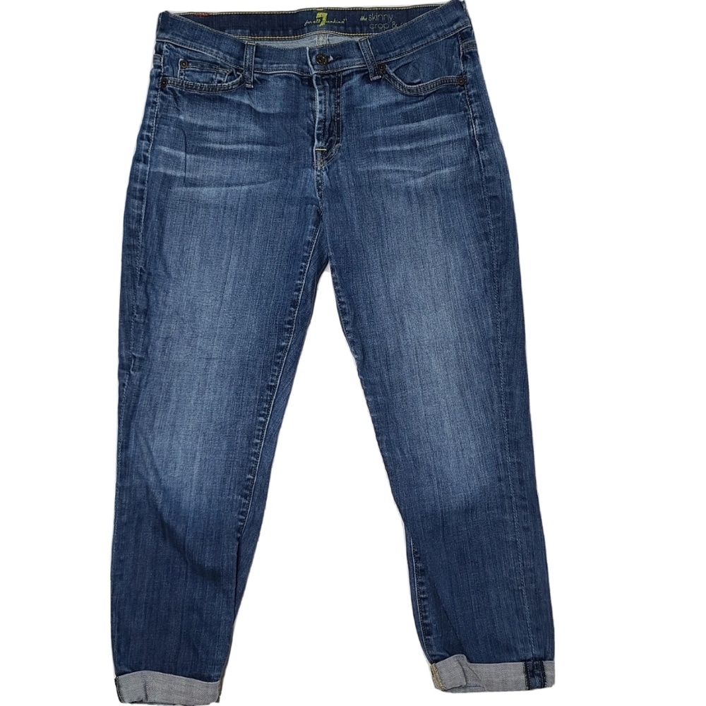 7 For All Mankind 30 Skinny Crop Roll Blue Jeans